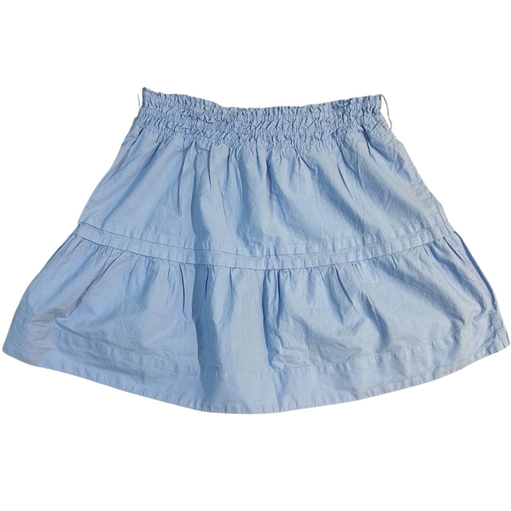 Anthropologie Skirt Women Large Blue Smocked Waist Pull On Unlined Casual Summer